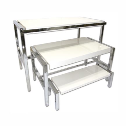 Juego de 3 Mesas con borde de Cromo