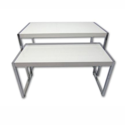 Juego de 2 Mesas con Borde de Cromo